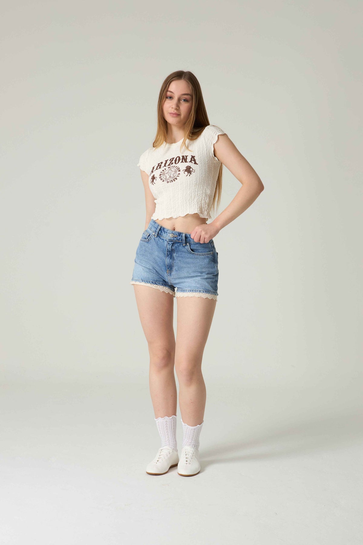 Lace Denim Short